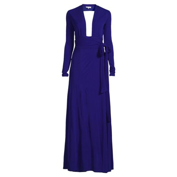 NWT Reiss Bailey Plunge Wrap Maxi Dress in Cobalt Blue Women's Size 4 - Picture 2 of 13